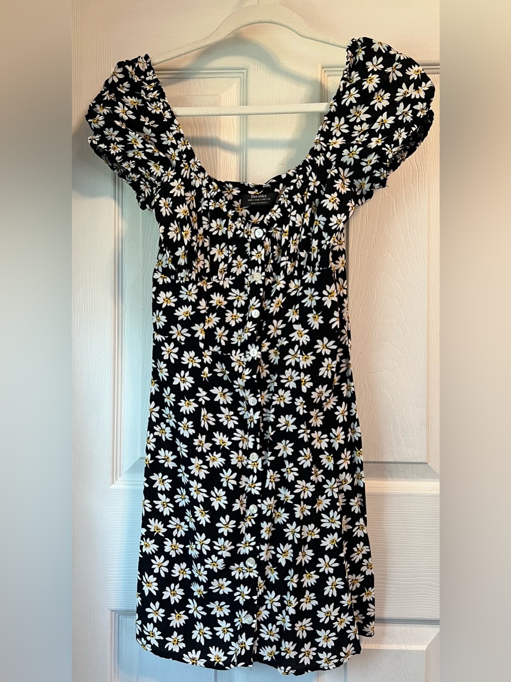 Bershka Black Daisy Mini Dress